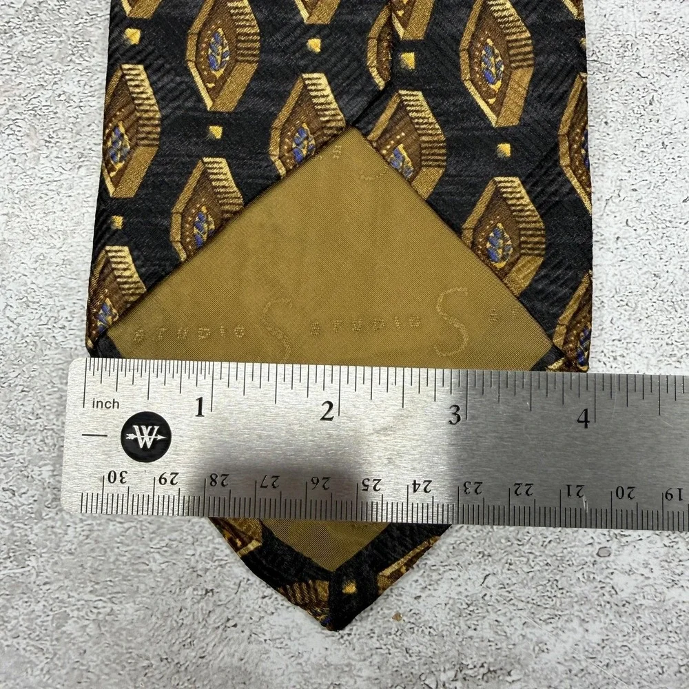 Robert Talbott Silk Tie Mens‎ One Size Black Geometric Made In USA Necktie